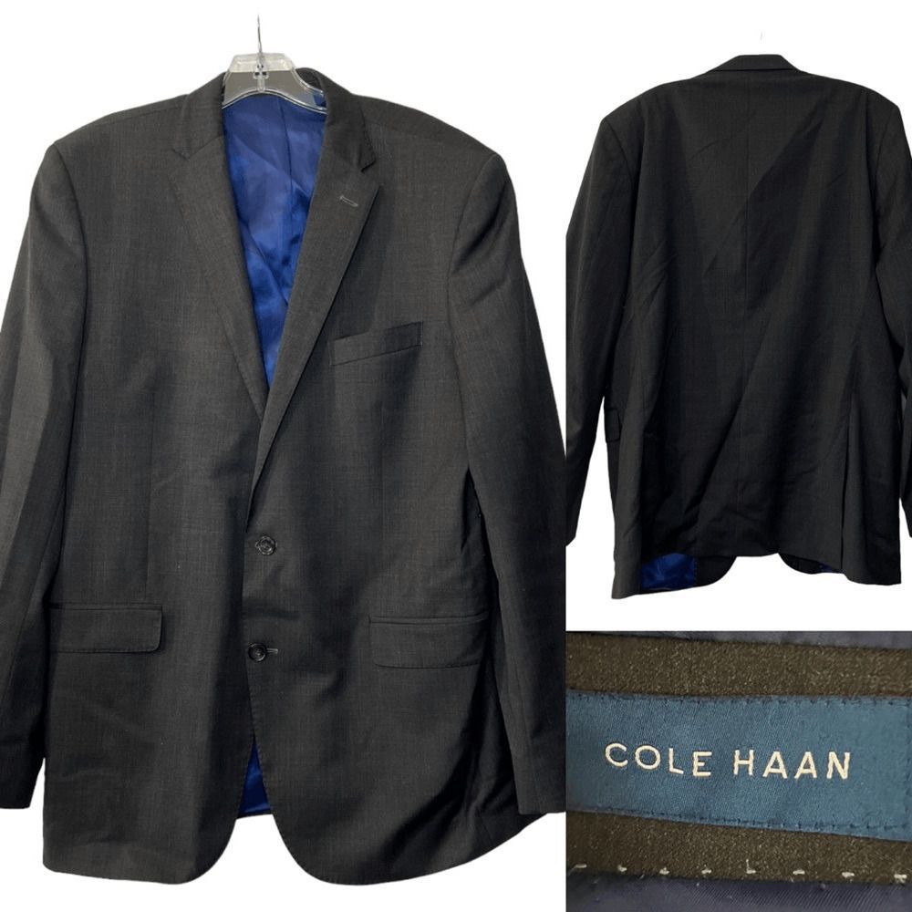 Cole Haan mens sport coat blazer 44L gray long sleeve suit jacket